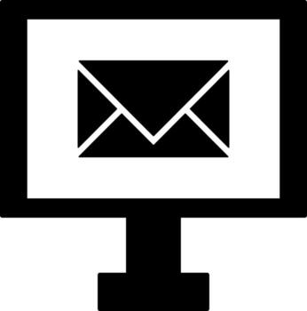 Electric mail concept from computer icon in glyph style. vector