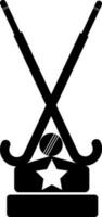 Cross hockey sticks with ball. vector