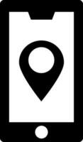 Smartphone map icon in glyph style. vector