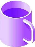 Purple isometric coffee mug in 3d style. vector