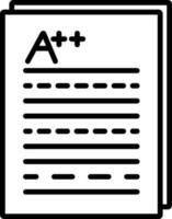 A grade report or result paper icon in thin line art. vector