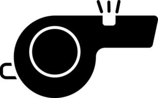 Glyph icon or symbol of whistle in black color. vector