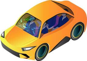 Isometric illustration of autonomous vehicle or smart car. vector