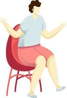 Faceless young boy sitting on chair with his arms open. vector