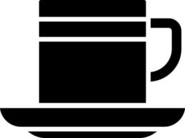 Black and White illustration of cup on plate icon. vector