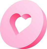 Paper cut illustration of heart element in pink color. vector