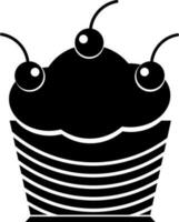 Cupcake glyph icon in Black and White color. vector