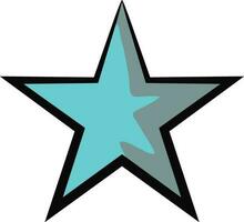 Blue and black star in flat style illustration. vector