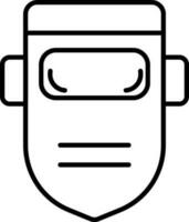 Protective welding mask in black line art illustration. vector