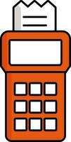 POS Machine With Receipt Icon In Orange And White Color. vector