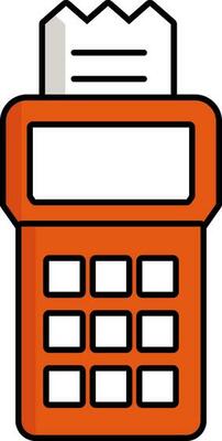 POS Machine With Receipt Icon In Orange And White Color.