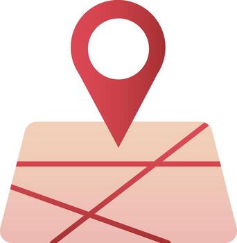 Flat Style Map Navigation Icon In Red Color. vector