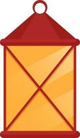 Isolated Burning Lantern Element In Red And Yellow Color. vector