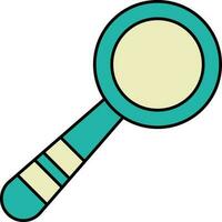 Isolated Magnifying Glass Flat Icon In Teal And Yellow Color. vector