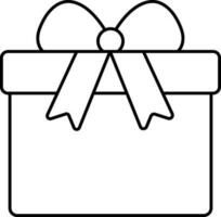 Black Thin Line Art Of Gift Box Icon. vector