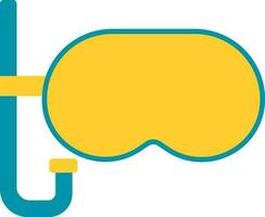 Flat Style Diving Mask Teal And Yellow Icon. vector