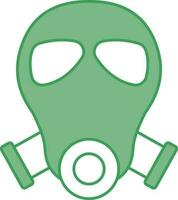 Gas Mask Icon In Green And White Color. vector