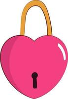 Isolated Heart Lock Icon In Pink And Yellow Color. vector