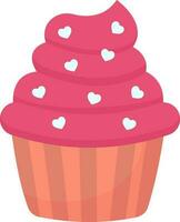 Flat Illustration Of Heart Sprinking Cupcake Or Ice Cream Icon. vector