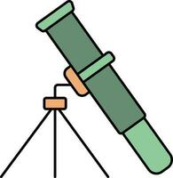 Telescope Icon In Green And Orange Color. vector