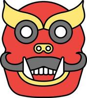 Red And Yellow Barong Mask Icon In Flat Style. vector