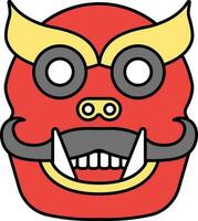 rojo y amarillo barong máscara icono en plano estilo. vector