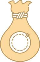 Isolated Money Bag Icon In Peach And White Color. vector