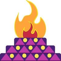 Flat Style Fire Pit Colorful Icon. vector