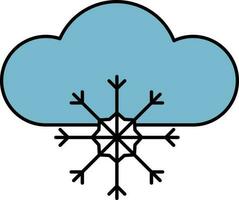 Snowflake Cloud Blue And Black Icon. vector