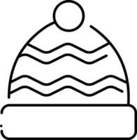 Wavy Print Beanie Hat Icon In Stroke Style. vector