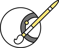 Eye With Brush Flat Icon In Grey And Yellow Color. vector