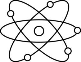 Black Line Art Illustration Of Atomic Structure Icon. vector