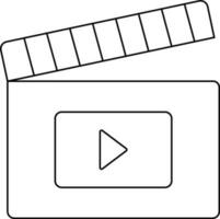 Isolated clapperboard in black line art. vector