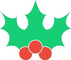 Red holly with green leaves on background. vector
