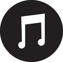 White music note on black circle. vector
