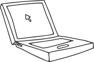 Doodle style laptop icon in black and white. vector