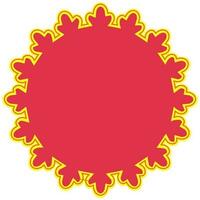 Empty Vintage Round Frame In Red And Yellow Color. vector