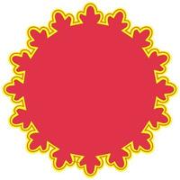 Empty Vintage Round Frame In Red And Yellow Color. vector