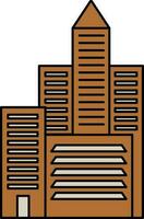 Skyscraper Building Icon In Brown Color. vector