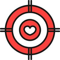 Heart or love target icon in red and white color. vector
