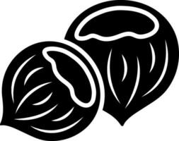 Hazelnut icon in Black and White color. vector