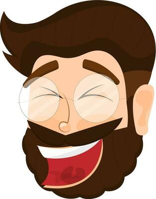 Character of laughing man cartoon face.