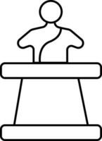 Sculpture Icon In Black Line Art. vector