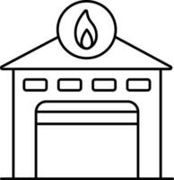 Fire Station Line Art Icon In Flat Style. vector