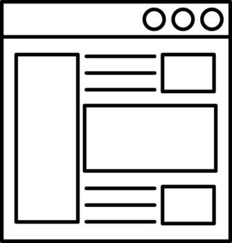 Line art web page icon in flat style. vector