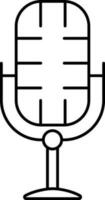 Flat Style Microphone Icon in Thin line Art. vector