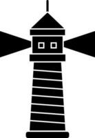 Glyph lighthouse icon in Black and White color. vector