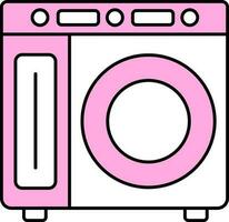 Isolated Washing Machine Icon In Pink And White Color. vector