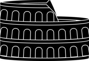 coliseo icono en negro y blanco color. vector