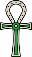 Ankh Icon In Red And Green Color. vector